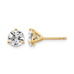 14k White Gold 1 1/2 carat Lab Grown Diamond VS+ F+ Round Complete Three Prong Stud Earrings