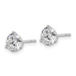18k White Gold 2 carat Certified Lab Grown Diamond VS+ F+ Round Complete Three Prong Stud Earrings - Image 2