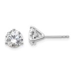 18k White Gold 2 1/2 carat Certified Lab Grown Diamond VS+ F+ Round Complete Three Prong Stud Earrings