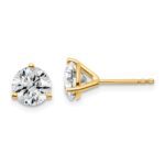18k 2 1/2 carat Lab Grown Diamond VS+ F+ Round Complete Three Prong Stud Earrings