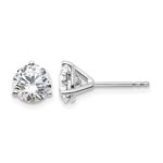 14k White Gold 2 1/2 carat Certified Lab Grown Diamond VS/SI+ G+ Round Complete Three Prong Stud Earrings