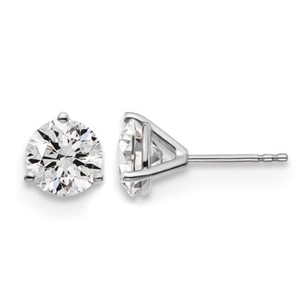14k White Gold 3 carat Certified Lab Grown Diamond VS/SI+ G+ Round Complete Three Prong Stud Earrings