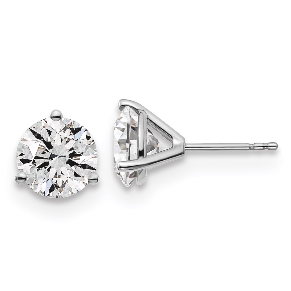 EM1007-400-PLAA.jpg Platinum 4 carat Certified Lab Grown Diamond VS+ F+ Round Complete Three Prong Stud Earrings - Image 1