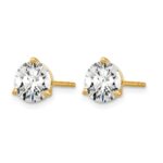 14k 4 carat Lab Grown Diamond VS+ F+ Round Complete Three Prong Stud Earrings - Image 2