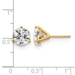 14k 4 carat Lab Grown Diamond VS/SI+ G+ Round Complete Three Prong Stud Earrings - Image 5
