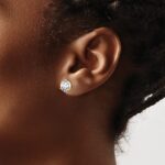 14k 5 carat Lab Grown Diamond VS+ F+ Round Complete Three Prong Stud Earrings - Image 3