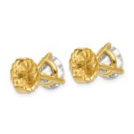 14k 5 carat Lab Grown Diamond VS+ F+ Round Complete Three Prong Stud Earrings - Image 4