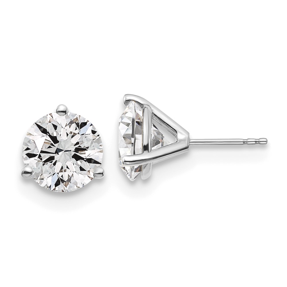 EM1007-600-8WAA-1.jpg 18k White Gold 6 carat Certified Lab Grown Diamond VS+ F+ Round Complete Three Prong Stud Earrings - Image 1