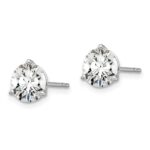 Platinum 6 carat Lab Grown Diamond VS+ F+ Round Complete Three Prong Stud Earrings - Image 2
