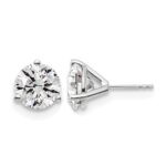 14k White Gold 6 carat Lab Grown Diamond VS+ F+ Round Complete Three Prong Stud Earrings
