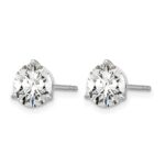 14k White Gold 6 carat Lab Grown Diamond VS+ F+ Round Complete Three Prong Stud Earrings - Image 2