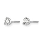 14k White Gold 1/4 carat Lab Grown Diamond VS+ F+ Round Complete Three Prong Screwback Stud Earrings - Image 2