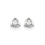 14k White Gold 1/4 carat Lab Grown Diamond VS/SI+ G+ Round Complete Three Prong Screwback Stud Earrings - Image 3