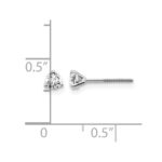 14k White Gold 1/4 carat Lab Grown Diamond VS+ F+ Round Complete Three Prong Screwback Stud Earrings - Image 5