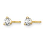 14k 1/4 carat Certified Lab Grown Diamond VS+ F+ Round Complete Three Prong Screwback Stud Earrings - Image 2