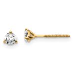 18k 1/3 carat Certified Lab Grown Diamond VS+ F+ Round Complete Three Prong Screwback Stud Earrings