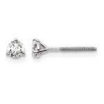 14k White Gold 1/3 carat Lab Grown Diamond VS/SI+ G+ Round Complete Three Prong Screwback Stud Earrings