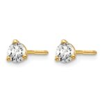 14k 1/3 carat Lab Grown Diamond VS+ F+ Round Complete Three Prong Screwback Stud Earrings - Image 2