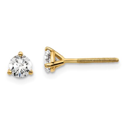 18k 1/2 carat Lab Grown Diamond VS+ F+ Round Complete Three Prong Screwback Stud Earrings