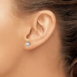14k White Gold 5/8 carat Certified Lab Grown Diamond VS/SI+ G+ Round Complete Three Prong Screwback Stud Earrings - Image 3