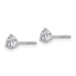 Platinum 3/4 carat Lab Grown Diamond VS+ F+ Round Complete Three Prong Screwback Stud Earrings - Image 2