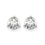 14k White Gold 3/4 carat Certified Lab Grown Diamond VS+ F+ Round Complete Three Prong Screwback Stud Earrings - Image 3