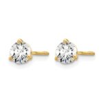 14k 3/4 carat Lab Grown Diamond VS+ F+ Round Complete Three Prong Screwback Stud Earrings - Image 2