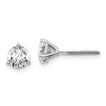 18k White Gold 1 carat Lab Grown Diamond VS+ F+ Round Complete Three Prong Screwback Stud Earrings