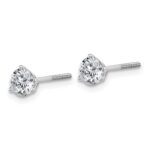 Platinum 1 carat Lab Grown Diamond VS+ F+ Round Complete Three Prong Screwback Stud Earrings - Image 2