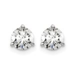 14k White Gold 1 carat Lab Grown Diamond VS/SI+ G+ Round Complete Three Prong Screwback Stud Earrings - Image 3