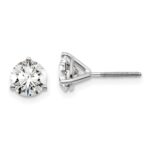 18k White Gold 1 1/2 carat Lab Grown Diamond VS+ F+ Round Complete Three Prong Screwback Stud Earrings
