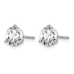 14k White Gold 1 1/2 carat Lab Grown Diamond VS/SI+ G+ Round Complete Three Prong Screwback Stud Earrings - Image 2