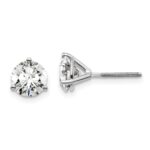 18k White Gold 3 carat Lab Grown Diamond VS+ F+ Round Complete Three Prong Screwback Stud Earrings