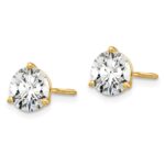 18k 3 carat Certified Lab Grown Diamond VS+ F+ Round Complete Three Prong Screwback Stud Earrings - Image 2