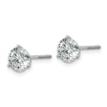 Platinum 3 carat Lab Grown Diamond VS+ F+ Round Complete Three Prong Screwback Stud Earrings - Image 2