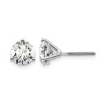 14k White Gold 4 carat Lab Grown Diamond VS+ F+ Round Complete Three Prong Screwback Stud Earrings