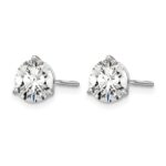 14k White Gold 3 carat Lab Grown Diamond VS/SI+ G+ Round Complete Three Prong Screwback Stud Earrings - Image 2