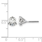 14k White Gold 3 carat Lab Grown Diamond VS/SI+ G+ Round Complete Three Prong Screwback Stud Earrings - Image 4
