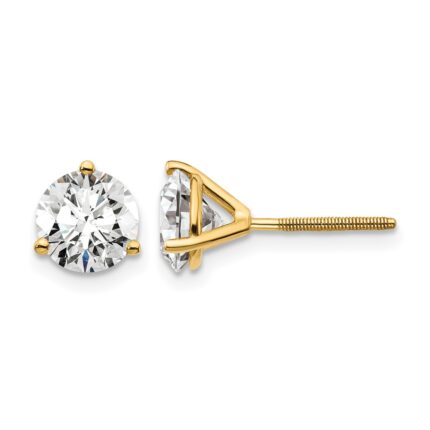 14k 1 3/4 carat Lab Grown Diamond VS+ F+ Round Three Prong Complete Screwback Stud Earrings