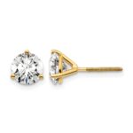 14k 6 carat Certified Lab Grown Diamond VS+ F+ Round Complete Three Prong Screwback Stud Earrings