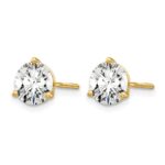 14k 4 carat Lab Grown Diamond VS+ F+ Round Complete Three Prong Screwback Stud Earrings - Image 2