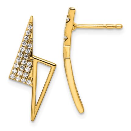 14K Polished 1/5 carat Diamond Geometric Triangles Fashion Post Earrings