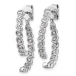 14K White Gold Polished 1/5 carat Diamond Front and Back Dangle Earrings - Image 2