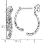 14K White Gold Polished 1/5 carat Diamond Front and Back Dangle Earrings - Image 3