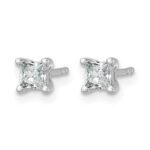 14k White Gold 1/2 carat Lab Grown Diamond VS/SI+ G+ Princess Complete Four Prong Stud Earrings - Image 2