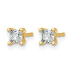 14k 1/2 carat Certified Lab Grown Diamond VS+ F+ Princess Complete Four Prong Stud Earrings - Image 2