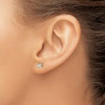 14k 1/2 carat Certified Lab Grown Diamond VS+ F+ Princess Complete Four Prong Stud Earrings - Image 3