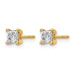 14k 5/8 carat Lab Grown Diamond VS+ F+ Princess Complete Four Prong Stud Earrings - Image 2