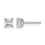 14k White Gold 3/4 carat Lab Grown Diamond VS+ F+ Princess Complete Four Prong Stud Earrings