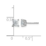 14k White Gold 1 carat Lab Grown Diamond VS+ F+ Princess Complete Four Prong Stud Earrings - Image 4